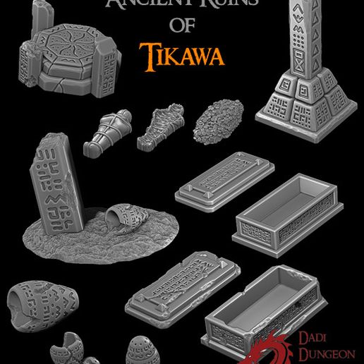 Ancient ruins of TIKAWA (destroyed sarcophagus) 3D model