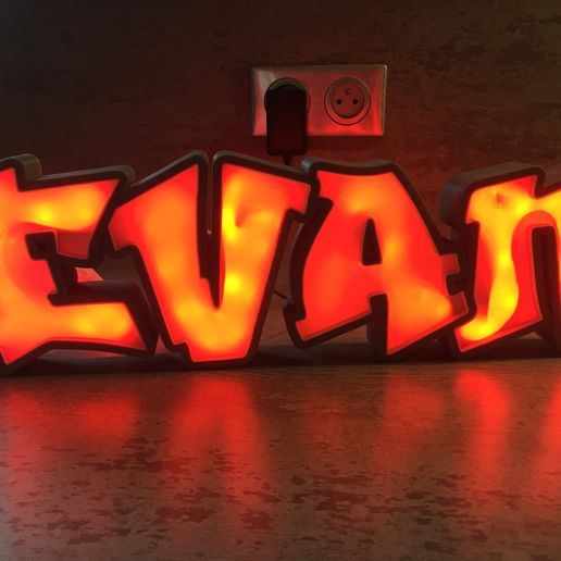 🎨 First name EVAN LED / Evan LED name・ STL File for ・Cults