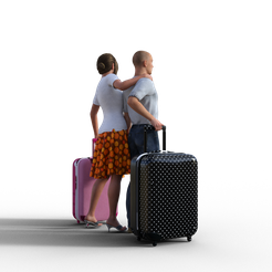 mwsuitcase3.png Free 3MF file couple waiting with suitcases・3D printer model to download