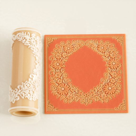 Floral Frame Texture Roller STL File – Decorative Border Design for Clay, Pottery & Fondant