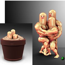 dugtrio presentacion final logo12.jpg STL file Dugtrio Funny 3D print model・Model to download and 3D print
