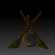 3.jpg Witchcraft standing brooms and cauldron