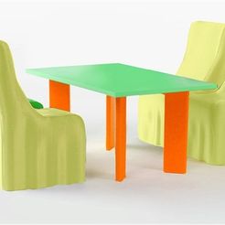 chairs_9XH7X5R8WA.jpg Free STL file Modern Dining Table and Chairs・3D printable design to download