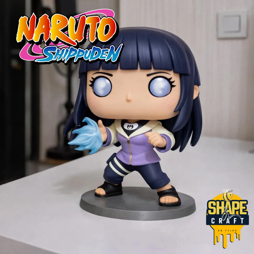 Hinata Hyuga Funko Pop STL File - Naruto Chibi Desk Statue 3D Model - Anime Printable Fan Art Figure