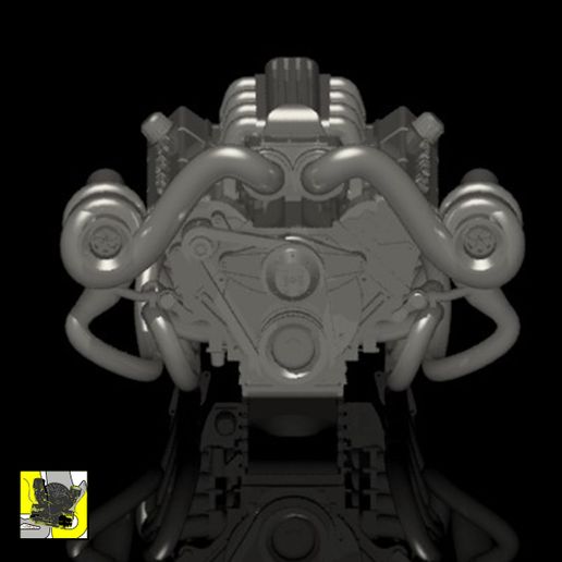 Engine_V8_Twin_Turbo_124_4.jpg STL file 1/24 Scale Engine V8 Twin Turbo・3D printer design to download, PWLDC