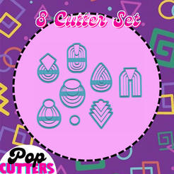 Cutters-13.png Archivo STL Juego de 8 pendientes cortantes de arcilla polimérica retro・Diseño para descargar y imprimir en 3D