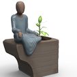 untitled.145.jpg Succulent pot human meditating 2-4 for 3D print