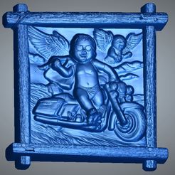 mb1.jpg Relief of baby riding a motorcycle 3D model