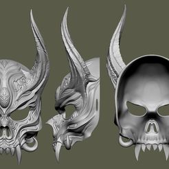 Mask1.jpg 3D file Demon mask・3D printable design to download