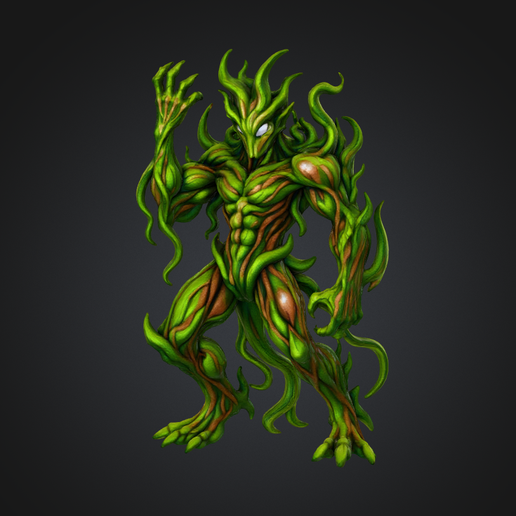 Figurine Swamp Monster Vegetable Horror Fantasy Verdant Guardian | Creature Tentacular Vine Muscular 3D Printable STL & 3MF