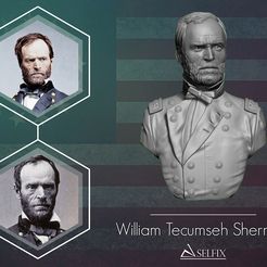 01.jpg STL file General William Tecumseh Sherman bust sculpture 3D print model・Model to download and 3D print