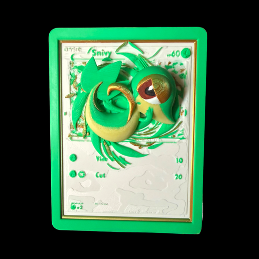 Snivy Pokmon Card Relief  Color 3MF Print File 3MF File for 3D  printingCults
