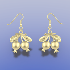 Pomegranate 01001.png Fichier STL BOUCLES D'OREILLES GRENADE・Objet pour imprimante 3D à télécharger
