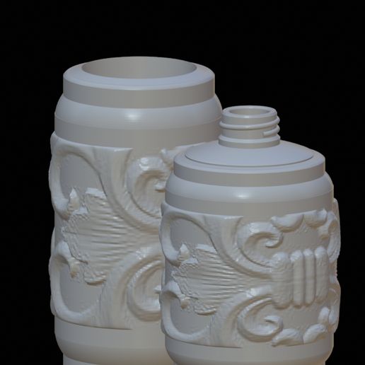 Screenshot_2024-10-20-04-39-39-374_com.stephaneginier.nomad.jpg Baroque Style Embossed Cylindrical Containers with Threaded Cap for 3D Printing