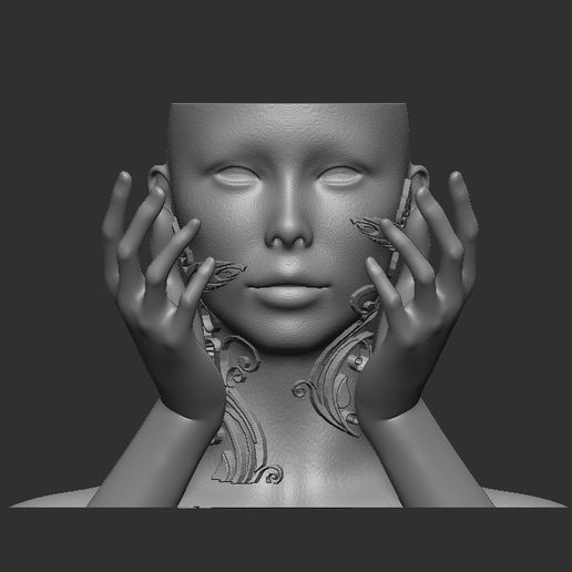 vase woman butterfly flower pot 3D model