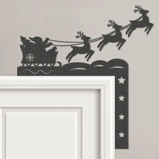 Santa's On His Way Door Corner Topper