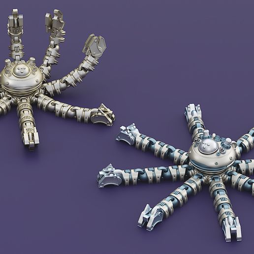 1000004429.jpg Octopus Robot A8 Print In Place Articulated Spinner