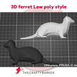 Ferret-low-poly123.png Ferret decor / Wall decor / ferret figure / low poly ferret /gift for ferret lover / magnet /cake topper and more