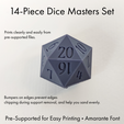 amarante-printed-square.png Dice Masters Set - 14 Shapes - Amarante Font - Supports Included
