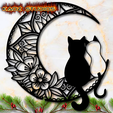 project_20231203_1344433-01.png mandala cats on a christmas moon wall art cat on the moon wall decor