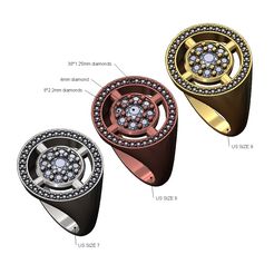 Round-cluster-Halo-Diamond-Round-signet-ring-size7-8-9-00.jpg Fichier STL Bague halo en grappe de diamants suspendue Tailles US 7 8 9 Modèle d'impression 3D・Idée pour impression 3D à télécharger