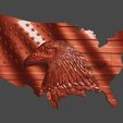 0-US-Wavy-Map-and-Flag-Eagle-©.jpg USA Flag and Map - Eagle - Pack - CNC Files For Wood, 3D STL Models
