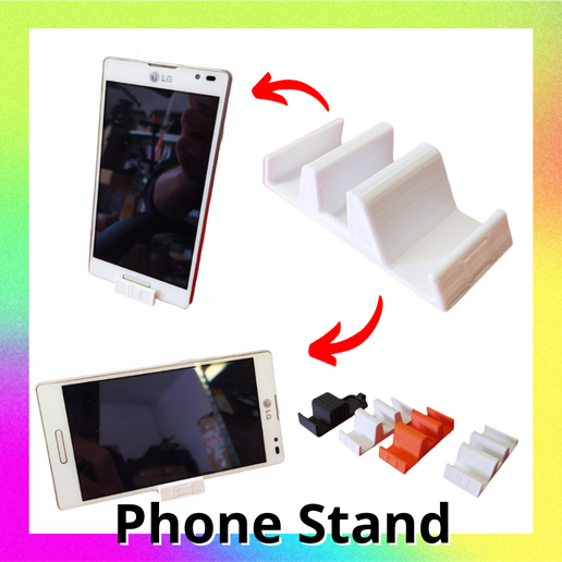 Phone holder stand - Minimalist Useful Smartphone - Table desk organizer - Video call - TikTok video - STL 3D Model  - file for 3D printing