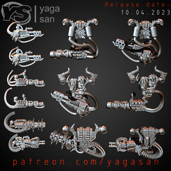 1.png 3D file CSM Gatlings Flamethrowers and Backpacks KitBASH Pack・3D printable model to download