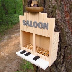 1.jpg Datei STL Saloon Vogelfutterhaus・Modell für 3D-Druck zum herunterladen