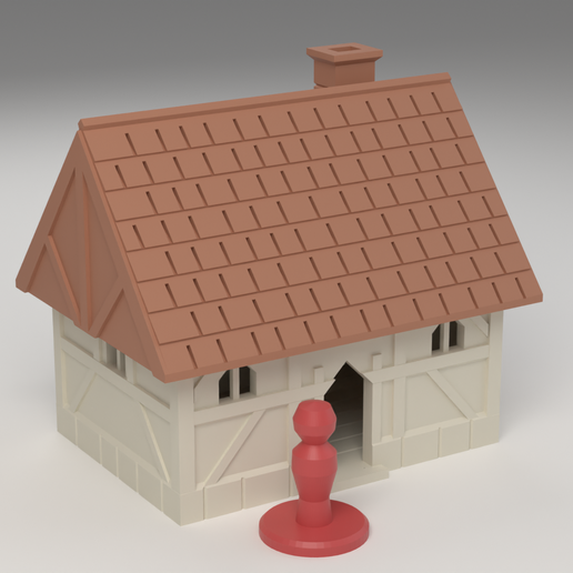 Medieval Timber-Framed Cottage - 28 mm Tabletop Terrain with Playable Interior and Lift-Off Shingle Roof - No Supports