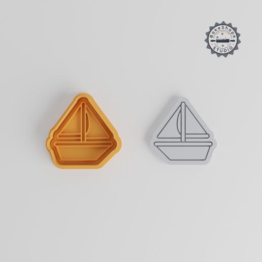 product_1159-02_overview.jpg Wind Sail Boat Cookie Cutter & Stamp Set, Nautical and Sailing Theme, 3 Sizes, Fondant & Biscuit Decor