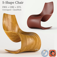 S-Shape Chair FBX + OBJ + STL Unwrapped + QuadMesh S - Shape Chair