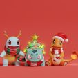 gen-1-natal.jpg Pokemon - Christmas Charmander, Squirtle and Bulbasaur
