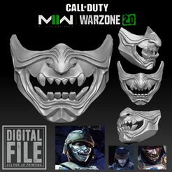 STL file Ghost Operator Simon Riley Mask - Call of Duty - Modern Warfare 2  - 3 - WARZONE - WARZONE - STL MODEL 3D PRINT FILE 👻・3D print object to  download・Cults