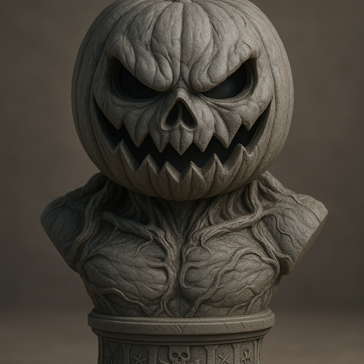 Halloween Pumpkin Bust - 3D Printable Horror Sculpture STL 3D model