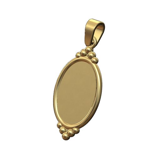 Simple beaded ornaments oval pendant with bail 3D model