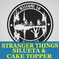 STRANGER THINGS SILUETA & CAKE TOPPER Файл STL Stranger Things - силуэт и топпер для торта - силуэт - 3 модели・3D-печатная модель для загрузки, Vizs
