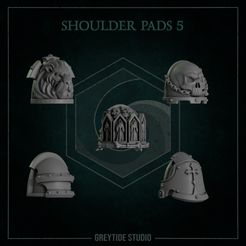 shoulderpadspack5.jpg 3D file Shoulder pads 5・3D printable design to download, GreyTideStudio