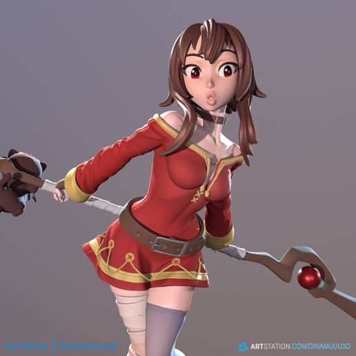 Megumin_Main_Render_015.jpg Megumin. Multiple Versions, 3D Print STL