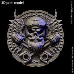 Biker_skull_vol3_bas_relief_1.jpg 3D-Datei Biker-Schädel vol3 Bas-Relief・3D-druckbare Vorlage zum herunterladen
