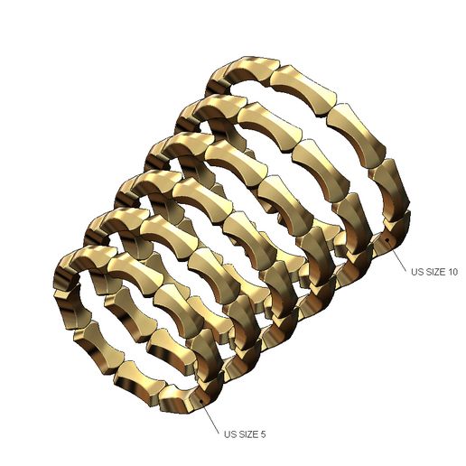 4mm faceted cushion pattern link band US sizes 5to10 3D print model