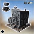 1-PREM.jpg Western wood-plank bank with access stairs and side balcony (2) - Cowboy USA America ACW American Civil War History Historical