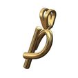 P-lower-case-wire-3d-letter-pendant-charm-01.jpg P Buchstabe Initiale 3d Kleinbuchstaben Draht Anhänger Charme Bügel 3D-Druck Modell