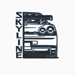 sklyine-back.png Free STL file Nissan Skyline GT-R 34 Rear 2D・Object to download and to 3D print