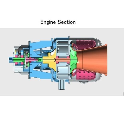 STL file Turboshaft Engine with Radial Turbine・Template to download and ...