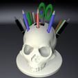 penholder-skull.jpg skull penholder