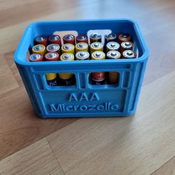Bierkiste_AAA_Druck_1.jpg STL file Beer Crate Battery Box AAA Microcells Stackable・Model to download and 3D print