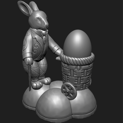 eb07.png Free STL file Vintage Easter Bunny with egg holder・3D printer model to download