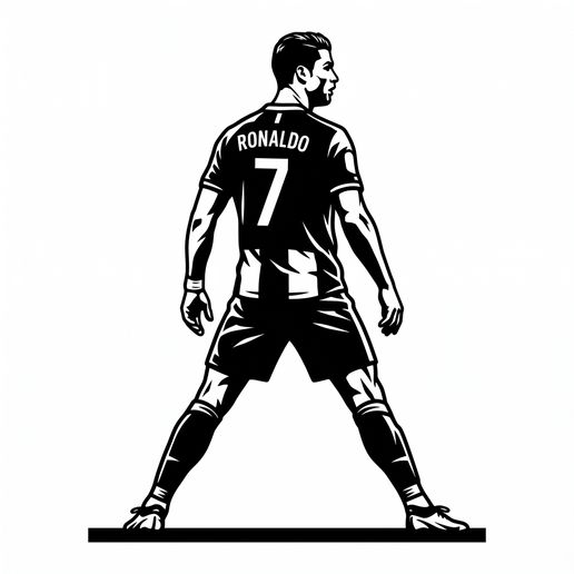 Cristiano Ronaldo Back Pose 2D Wall Art - CR7 Number 7 Football Silhouette Sign STL