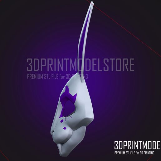 🪖 Neon White Cosplay Mask - Neon Violet - Japanese Kitsune・ 3D File for ...